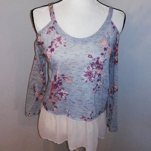 Living Doll Cold Shoulder Floral lace Top